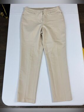 Rafaella Curvy Fit Pants with Pockets‎ Womens 4 Straight Leg Defined Waist Beige